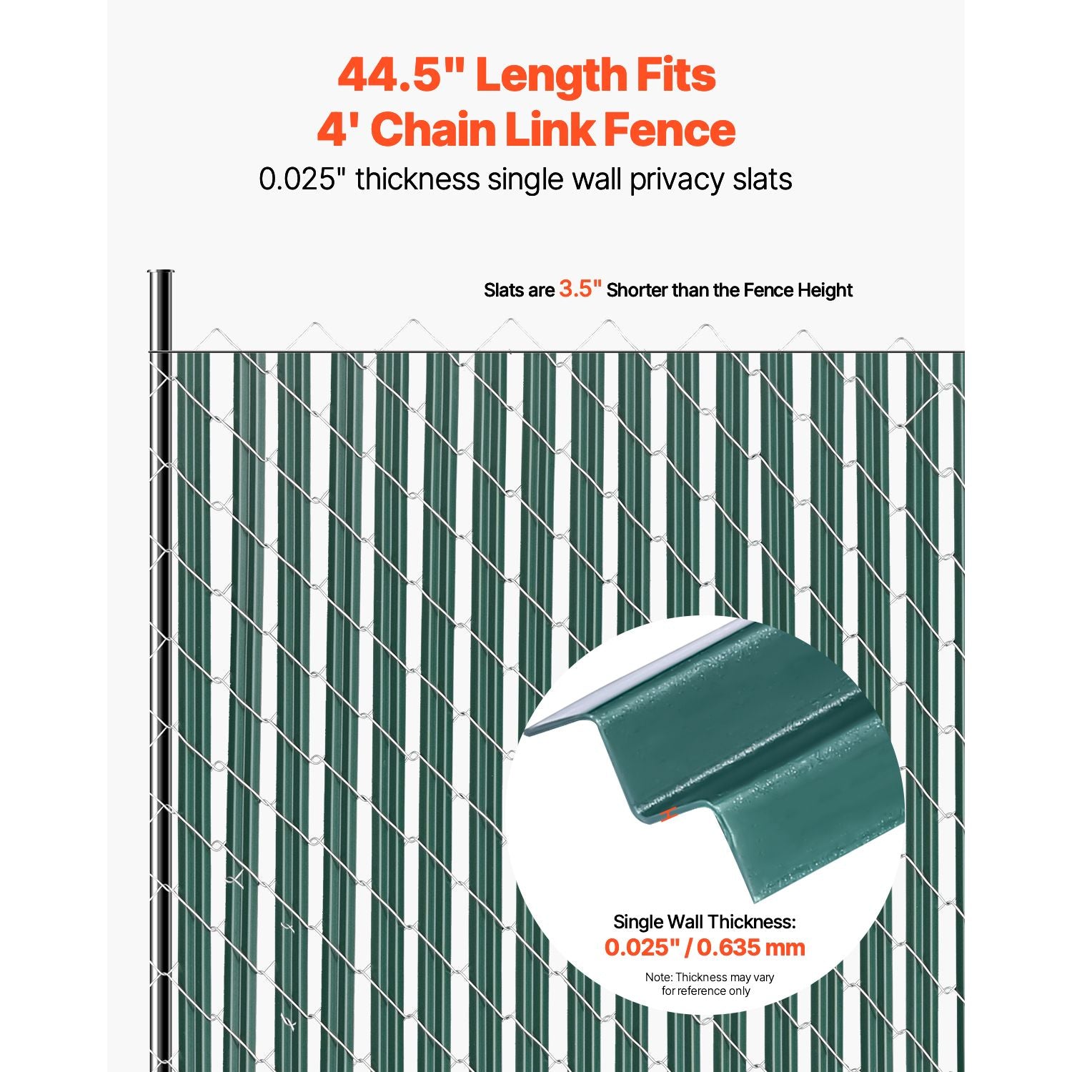 Chain Link Fence Privacy Slats 4FT HDPE Bottom Locking Green 10FT Coverage