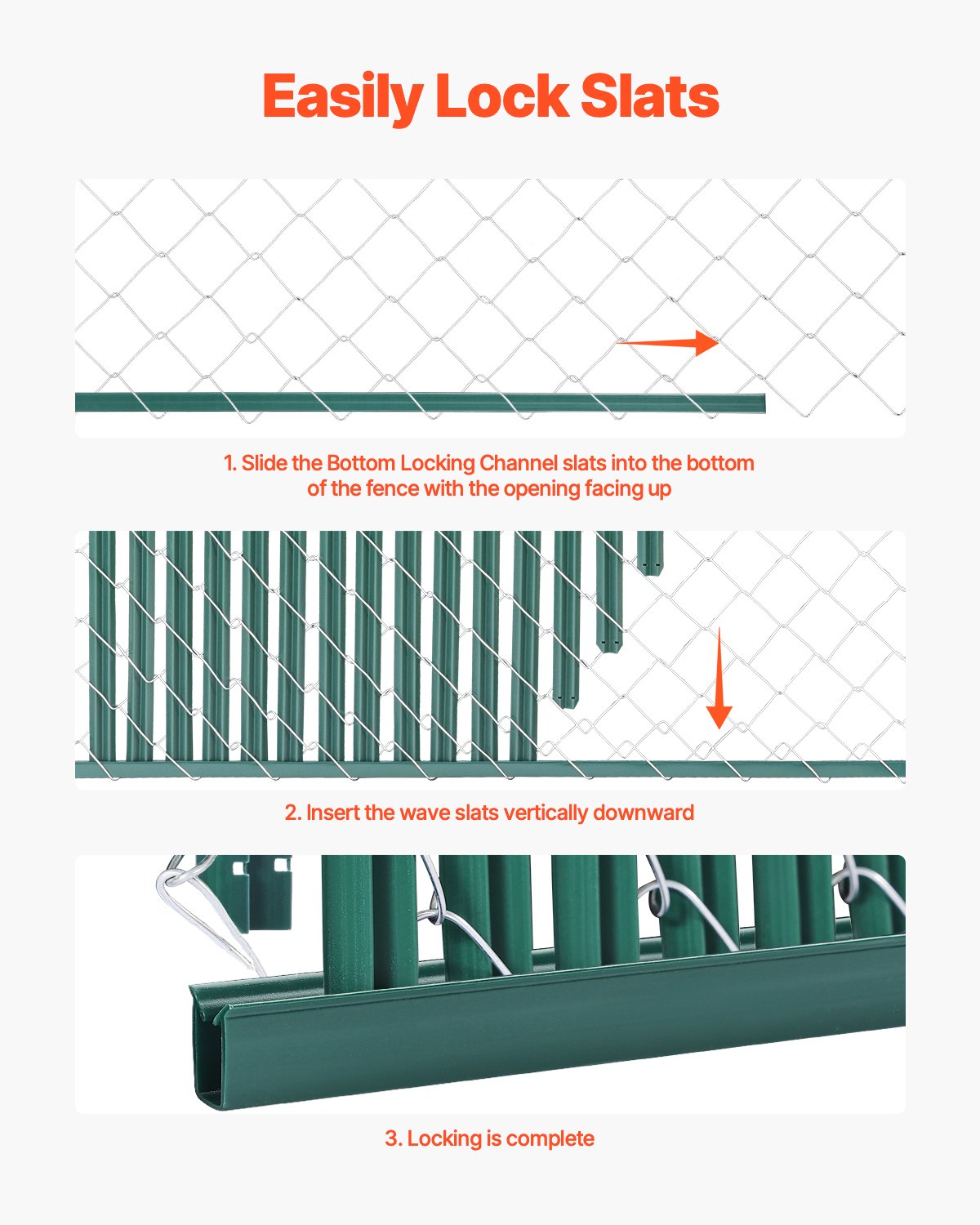 Bottom Locking Privacy Slats, Single-Wall Vertical Bottom-Locking Slats for Chain-Link Fence, High-Density HDPE Chain Link Slats Ideally Fit 1.2 m High Fence for Garden Farm Sports Field(Green)