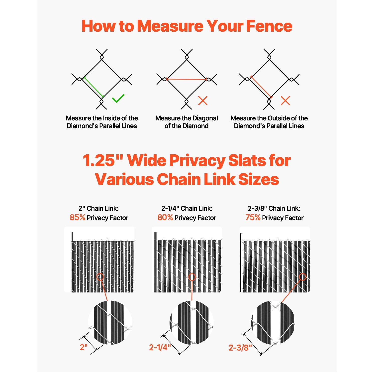 6ft Chain Link Fence Privacy Slats HDPE Bottom Locking Black 82 Pack