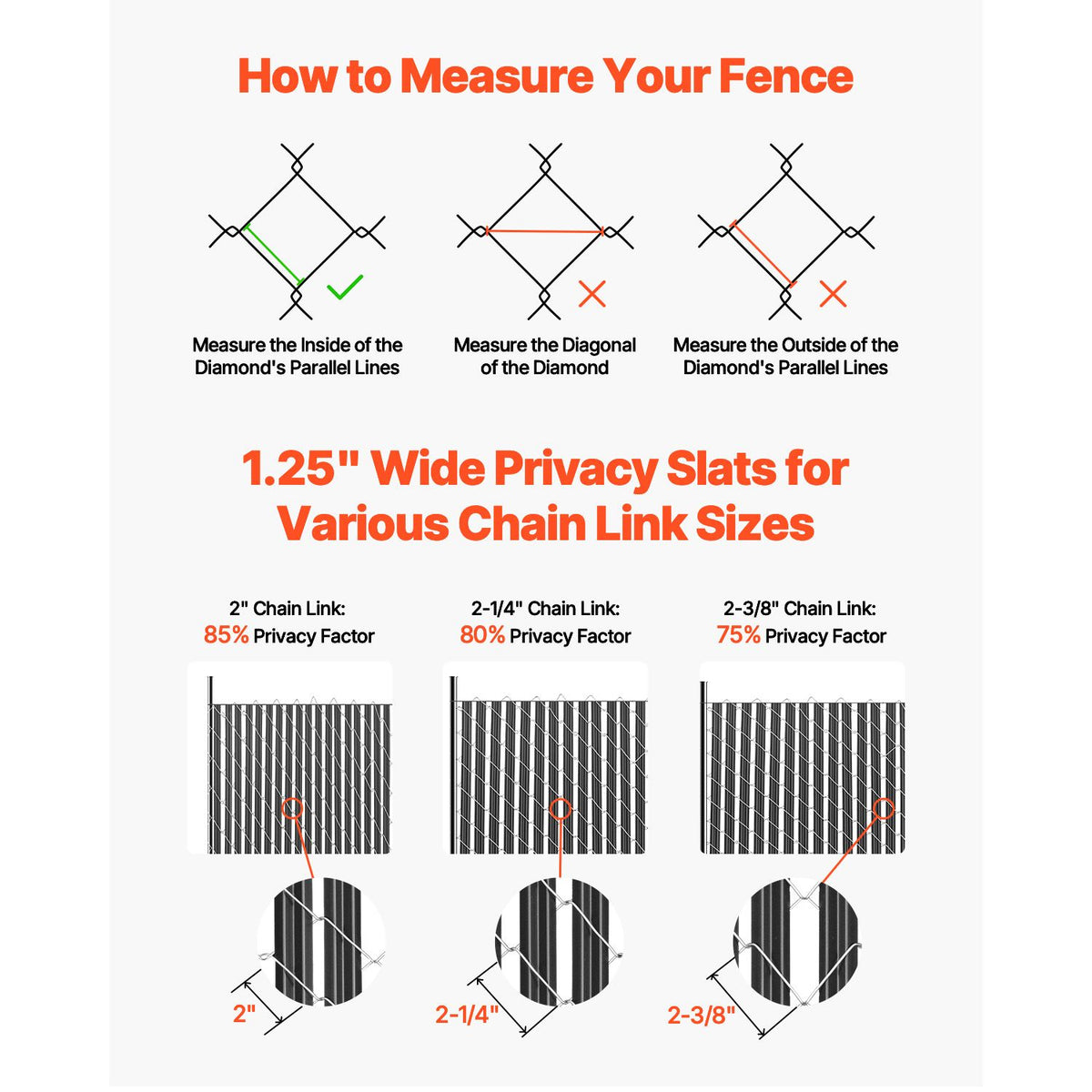 6ft Chain Link Fence Privacy Slats HDPE Bottom Locking Black 82 Pack