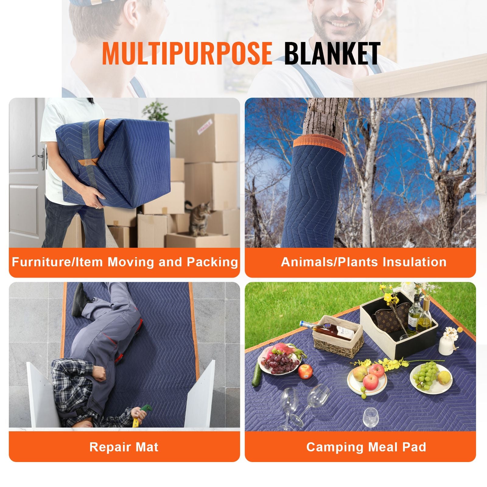 12 Pack Heavy Duty Moving Blankets Furniture Packing Pads 2032x1829mm