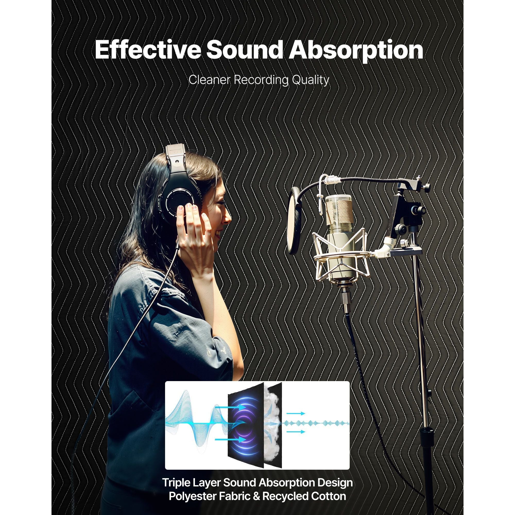 Sound Dampening Blankets, Soundproof Curtains with 2032 x 1219 mm, Soundproof Blanket with Grommets, Studio Grommeted Blanket, for Window, Door, Light Blocker, Music Recording, Black