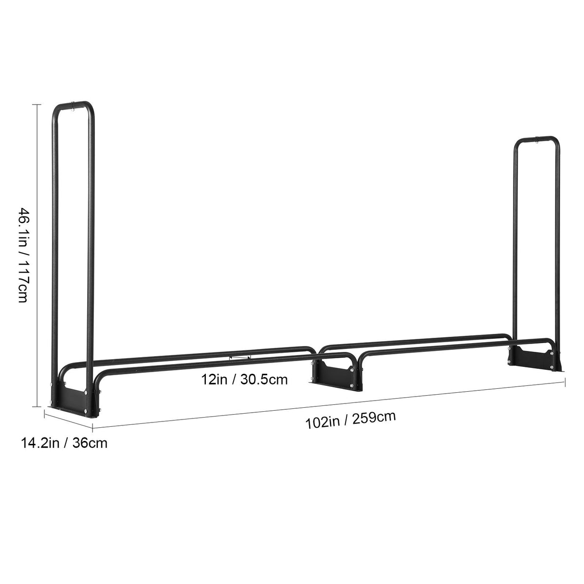 Firewood Rack with Cover 8.4FT Outdoor Log Holder 660lbs Steel Wood Storage