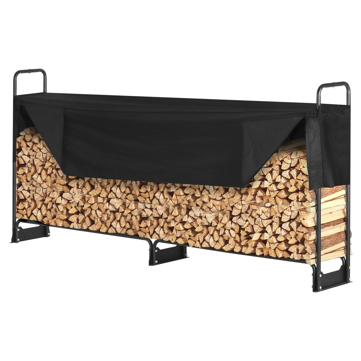 Firewood Rack with Cover 8.4FT Outdoor Log Holder 660lbs Steel Wood Storage