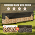 Firewood Rack with Waterproof Cover, 383 x 36 x 117 cm Outdoor Firewood Holder, 660lb Weight Capacity, 1/2 Cord Log Holder, Half-Covered, Powder-coated Wood Storage Rack for Fireplace Deck