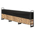 Firewood Rack with Waterproof Cover, 383 x 36 x 117 cm Outdoor Firewood Holder, 660lb Weight Capacity, 1/2 Cord Log Holder, Half-Covered, Powder-coated Wood Storage Rack for Fireplace Deck