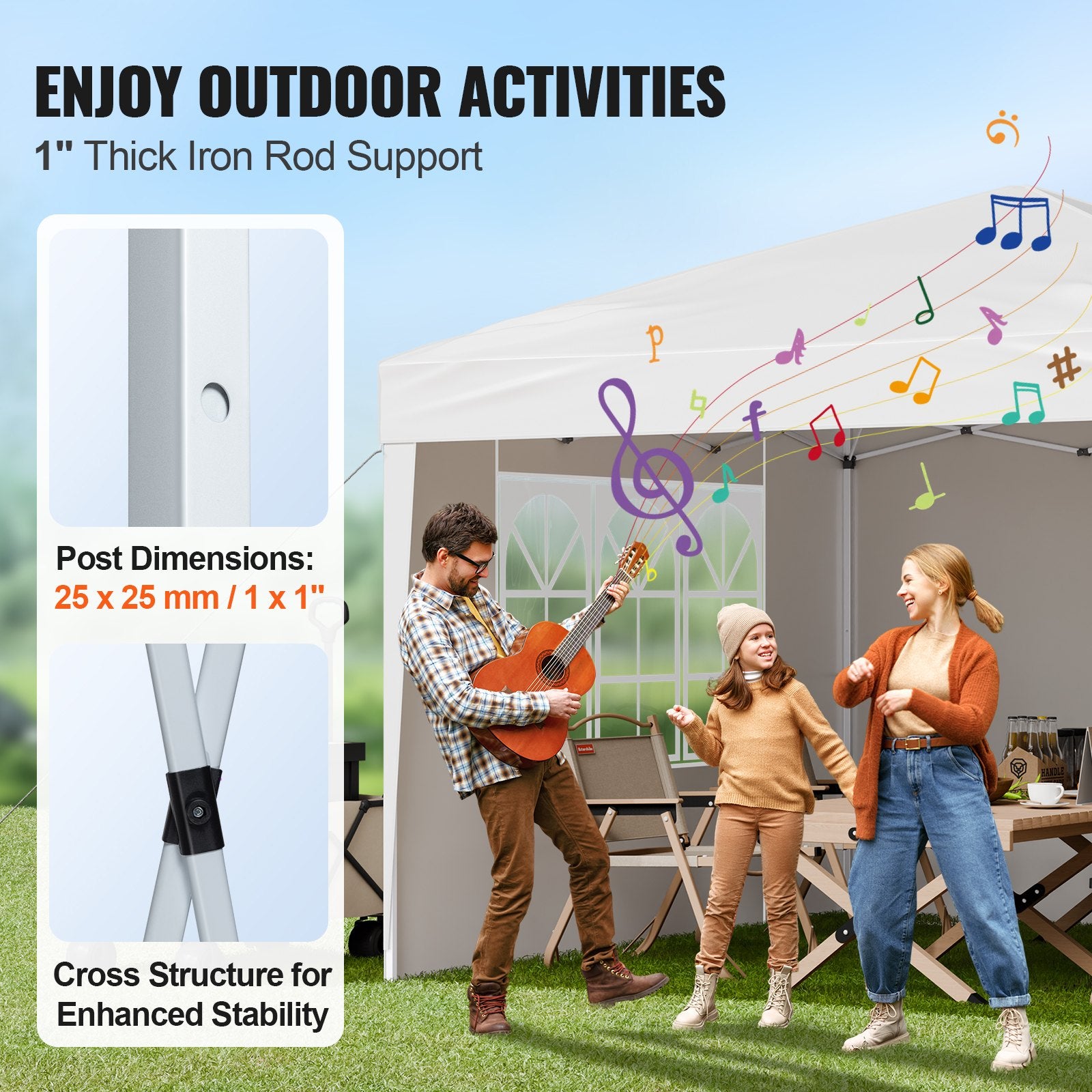 Pop Up Canopy, 2.95 x 2.95 m Instant Canopy Portable Gazebo with 3 Sidewalls & 2 Ventilated Windows, Height Adjustable Pop-Up Outdoor Shelter Tent for Events, Patio, Backyard, Party, Parking