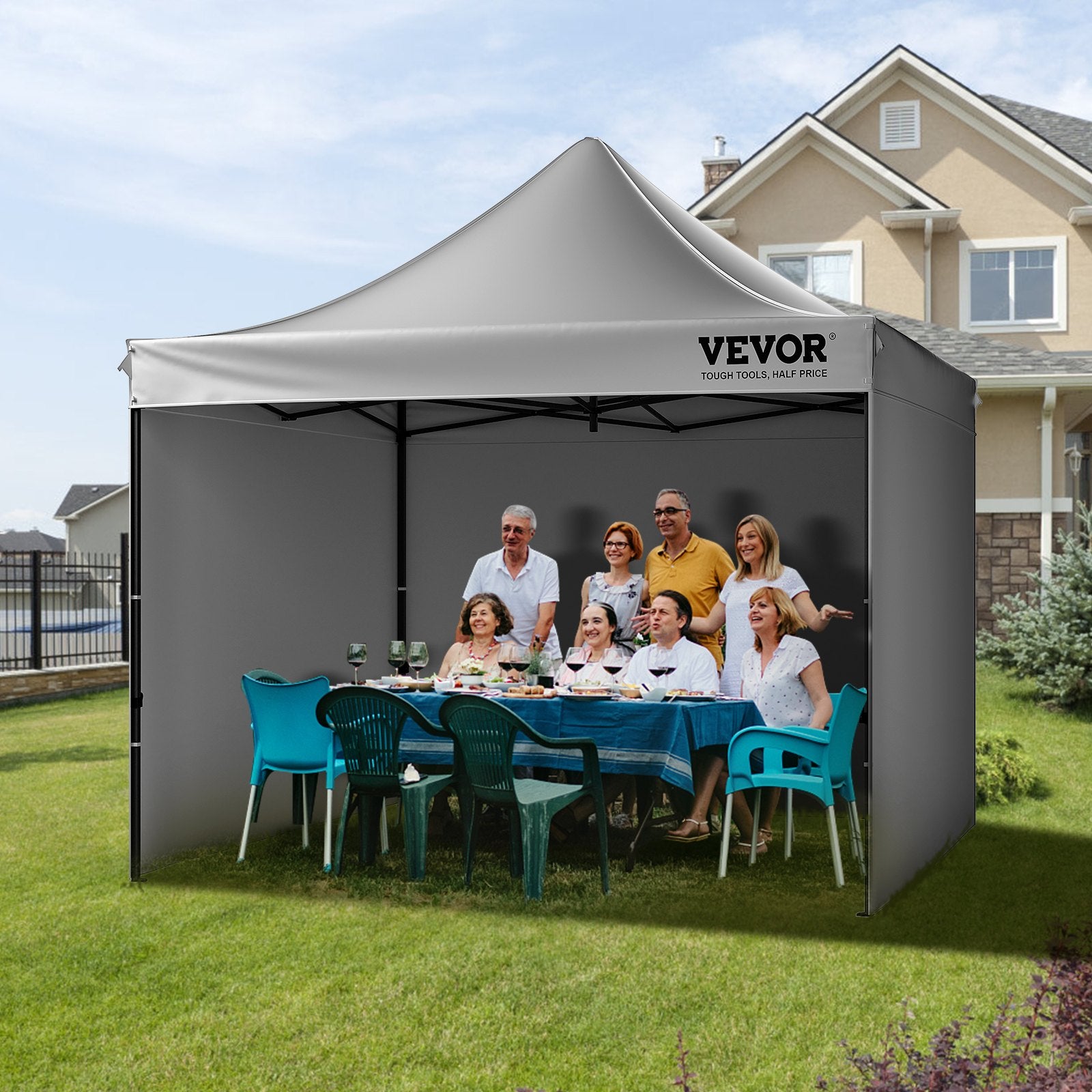 304.8 x 304.8 cm Pop up Canopy with Removable Sidewalls, Instant Canopies Portable Gazebo & Wheeled Bag, UV Resistant Waterproof, Enclosed Canopy Tent for Outdoor Events, Patio, Backyard, Party