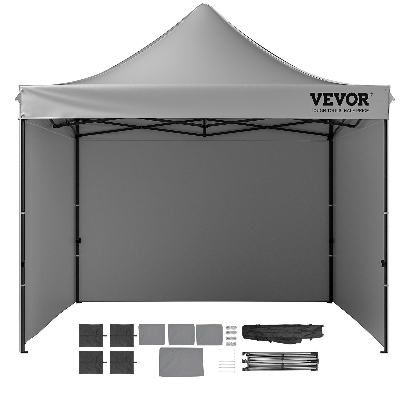 304.8 x 304.8 cm Pop up Canopy with Removable Sidewalls, Instant Canopies Portable Gazebo & Wheeled Bag, UV Resistant Waterproof, Enclosed Canopy Tent for Outdoor Events, Patio, Backyard, Party