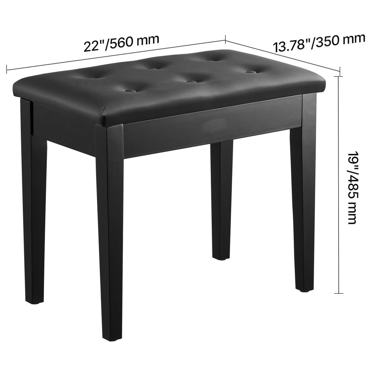 Piano Bench Stool with Storage Compartment Padded Keyboard Seat Wooden Chair