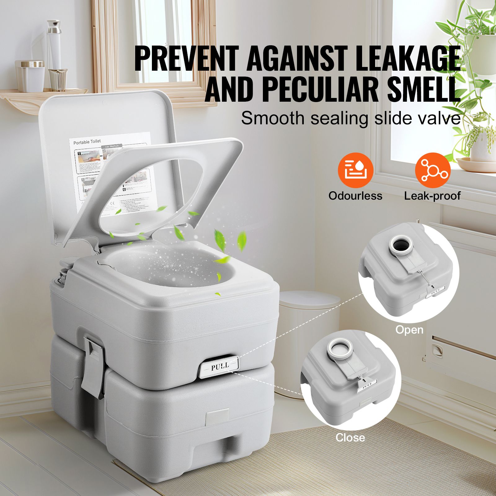 Portable Toilet for Camping, Porta Potty with Carry Bag, 5.3 Gal Waste Tank & 3.2 Gal Flush Tank, Push-Button Pressurized Flush Commode, Leak-proof and Odourless Travel Toilet for Camping Car