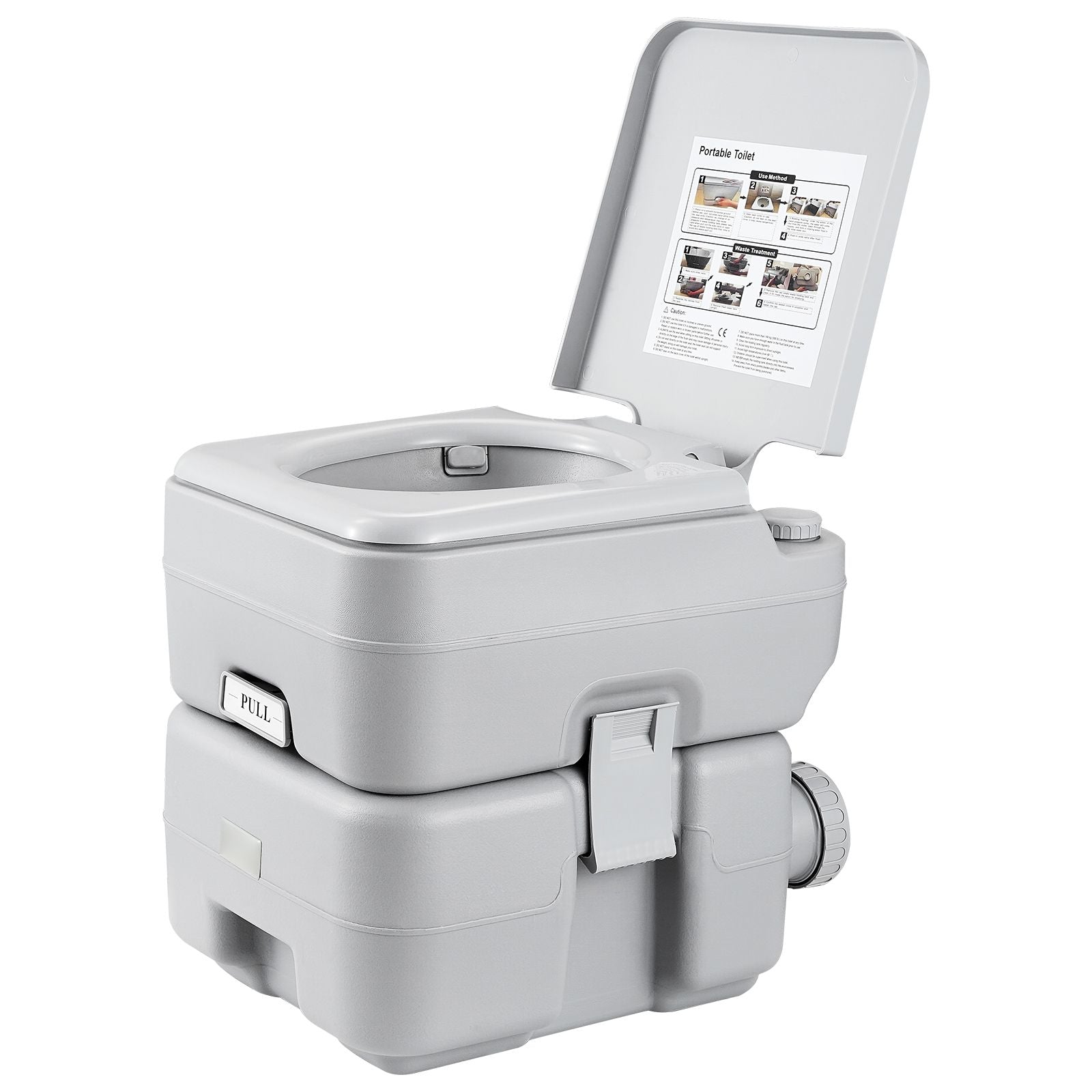 Portable Toilet for Camping, Porta Potty with Carry Bag, 5.3 Gal Waste Tank & 3.2 Gal Flush Tank, Push-Button Pressurized Flush Commode, Leak-proof and Odourless Travel Toilet for Camping Car