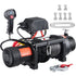 Electric Winch, 4536 kg Load Capacity Nylon Rope Winch, IP67 8.9 mm x 25.9 m ATV Winch with Wireless Handheld Remote & Hawse Fairlead for Towing Jeep Off-Road SUV Truck Car Trailer Boat