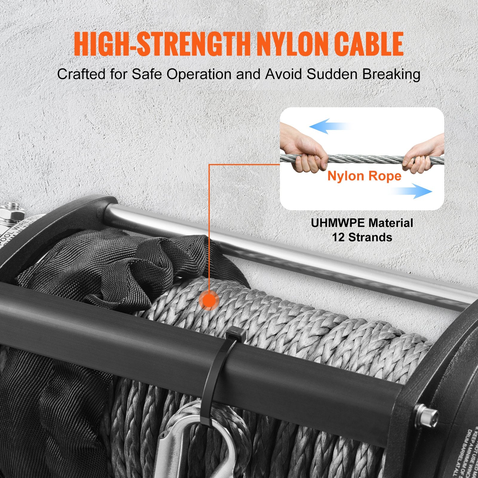 Electric Winch, 4536 kg Load Capacity Nylon Rope Winch, IP67 8.9 mm x 25.9 m ATV Winch with Wireless Handheld Remote & Hawse Fairlead for Towing Jeep Off-Road SUV Truck Car Trailer Boat