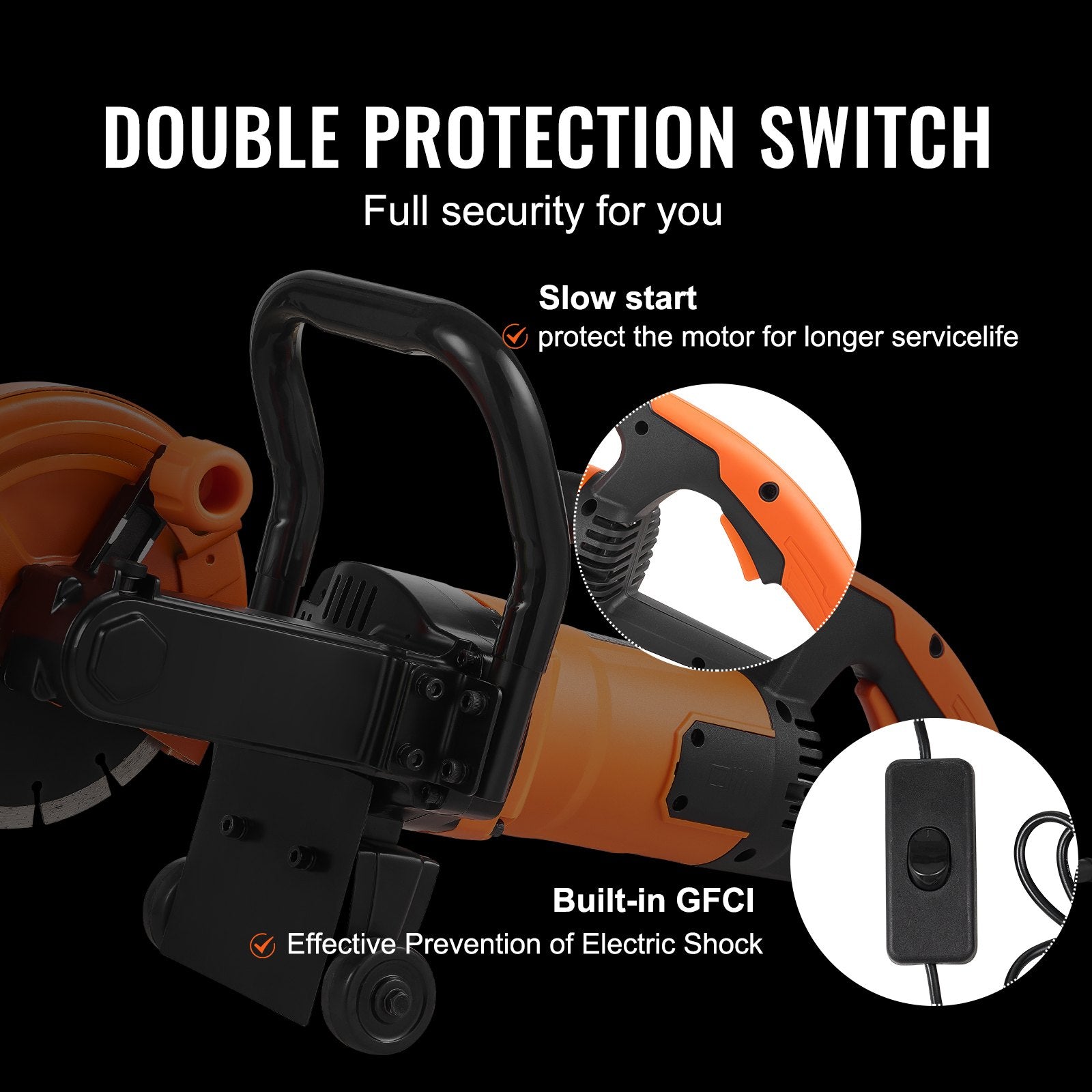 Electric Concrete Saw, 7 in Circular Saw Cutter, 2000 W High Power with Max. 2.5 in Cutting Depth, Wet/Dry Disk Saw Cutter Includes Water Line, Pump and Blade, for Stone, Brick