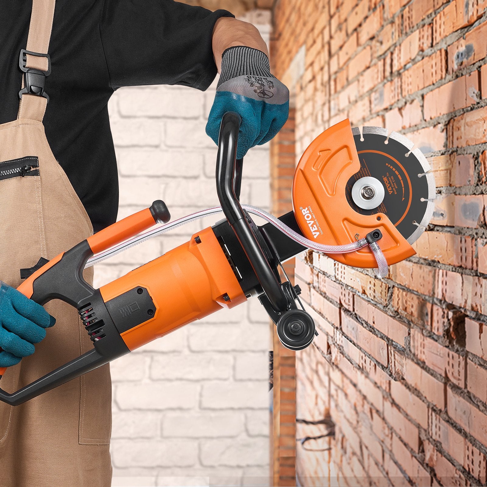 Electric Concrete Saw, 7 in Circular Saw Cutter, 2000 W High Power with Max. 2.5 in Cutting Depth, Wet/Dry Disk Saw Cutter Includes Water Line, Pump and Blade, for Stone, Brick