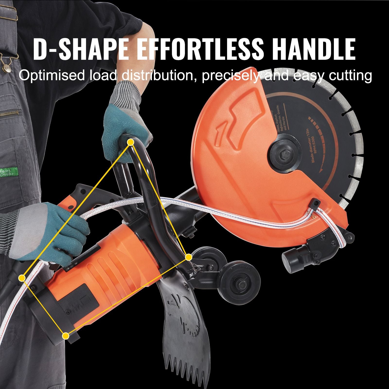 30.48cm Electric Concrete Saw Wet/Dry Saw Cutter with Water Pump and Blade