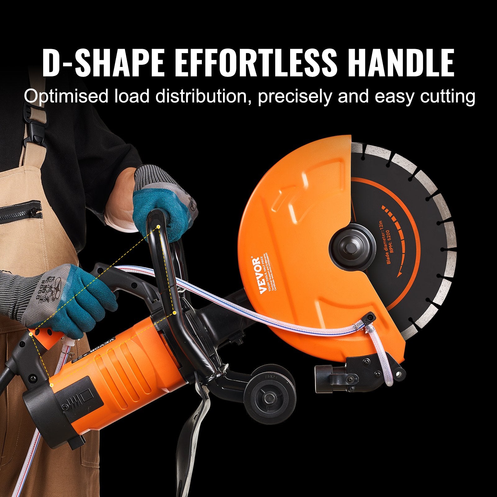 30.48cm Electric Concrete Saw Wet/Dry Saw Cutter with Water Pump and Blade