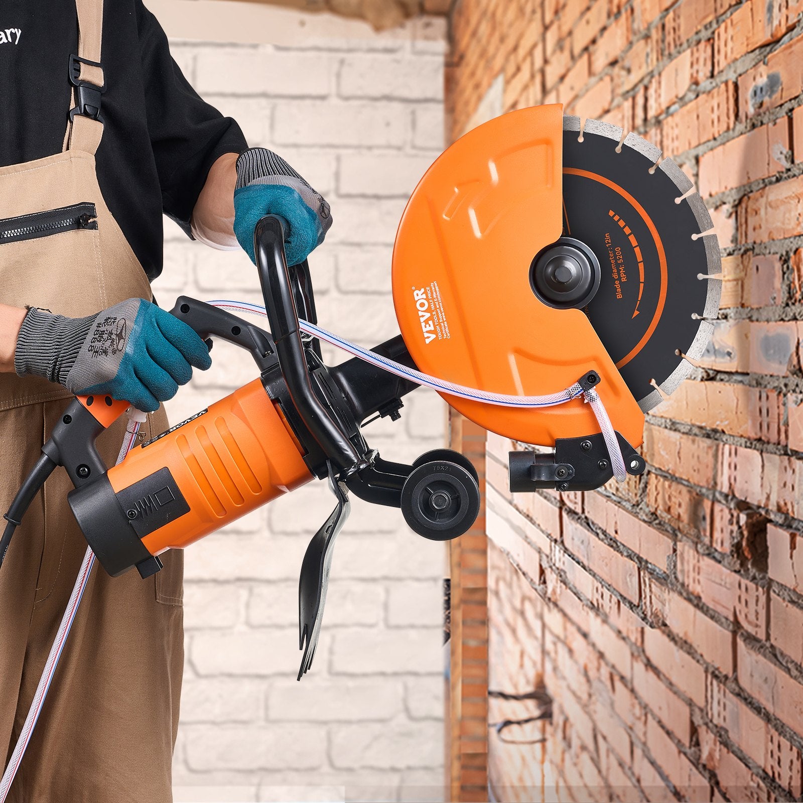 30.48cm Electric Concrete Saw Wet/Dry Saw Cutter with Water Pump and Blade