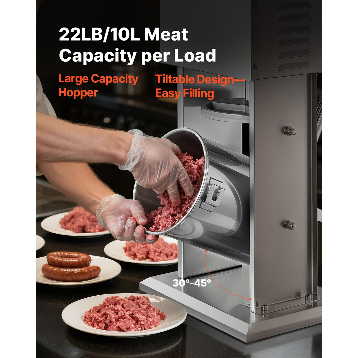 10L Electric Sausage Stuffer Stainless Steel Meat Filler 4 Tubes