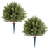 Artificial Topiary Cypress Trees with Ground Spike, 2 Set 406mm Faux Shrubs & Bushes Potted Plants, Fake Silk Tree Look Real for Decor Front Porch Outdoor Indoor Patio Garden Balcony Backyard