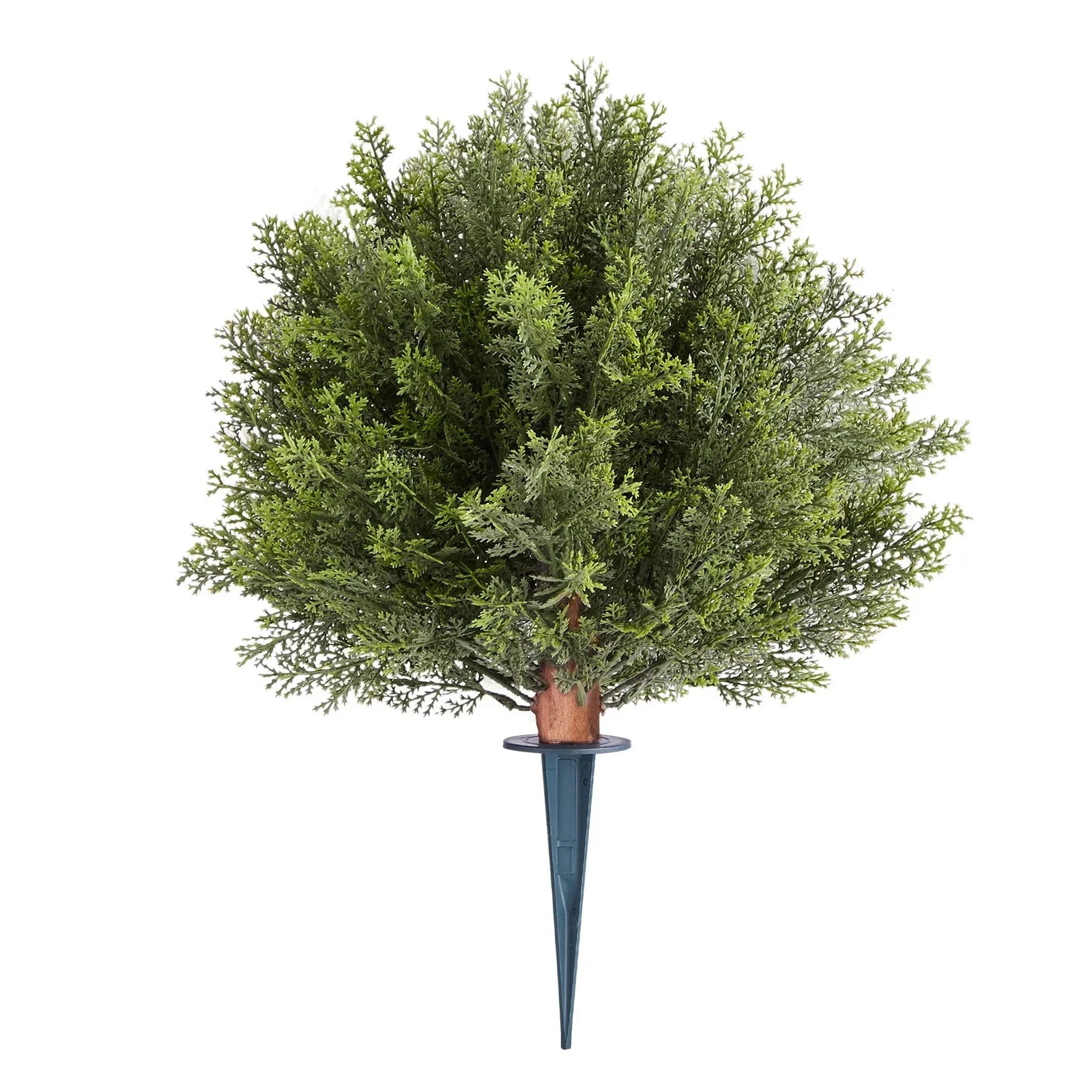 Artificial Topiary Cypress Trees with Ground Spike, 2 Set 406mm Faux Shrubs & Bushes Potted Plants, Fake Silk Tree Look Real for Decor Front Porch Outdoor Indoor Patio Garden Balcony Backyard