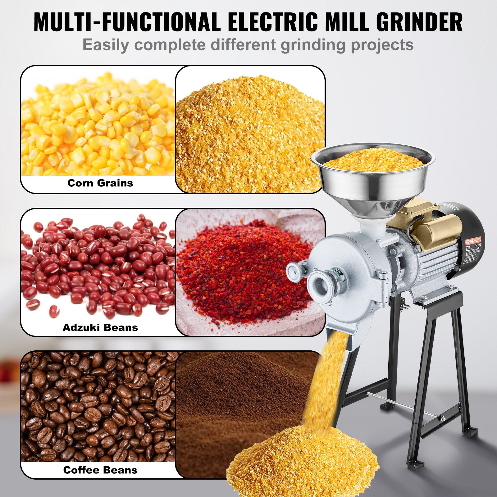 3000W Electric Grain Grinder Corn Wheat Flour Cereal Mill Wet & Dry