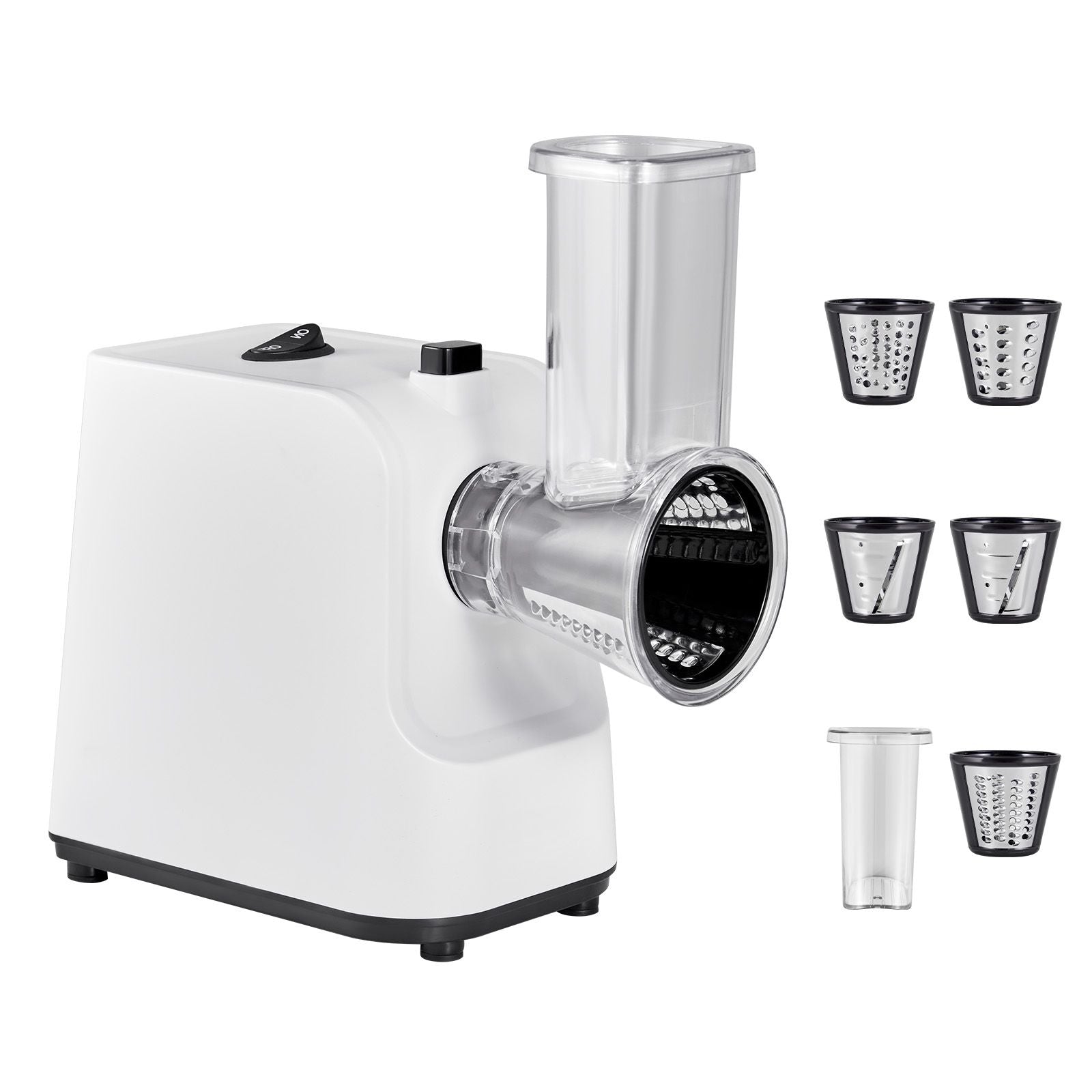 Electric Cheese Grater Salad Maker, 200W Salad Shooter, Electric Vegetable Slicer Shredder Chopper for Fruits with 5 Attachments, Stainless Steel Food Cutter for Vegetables, and Cheeses