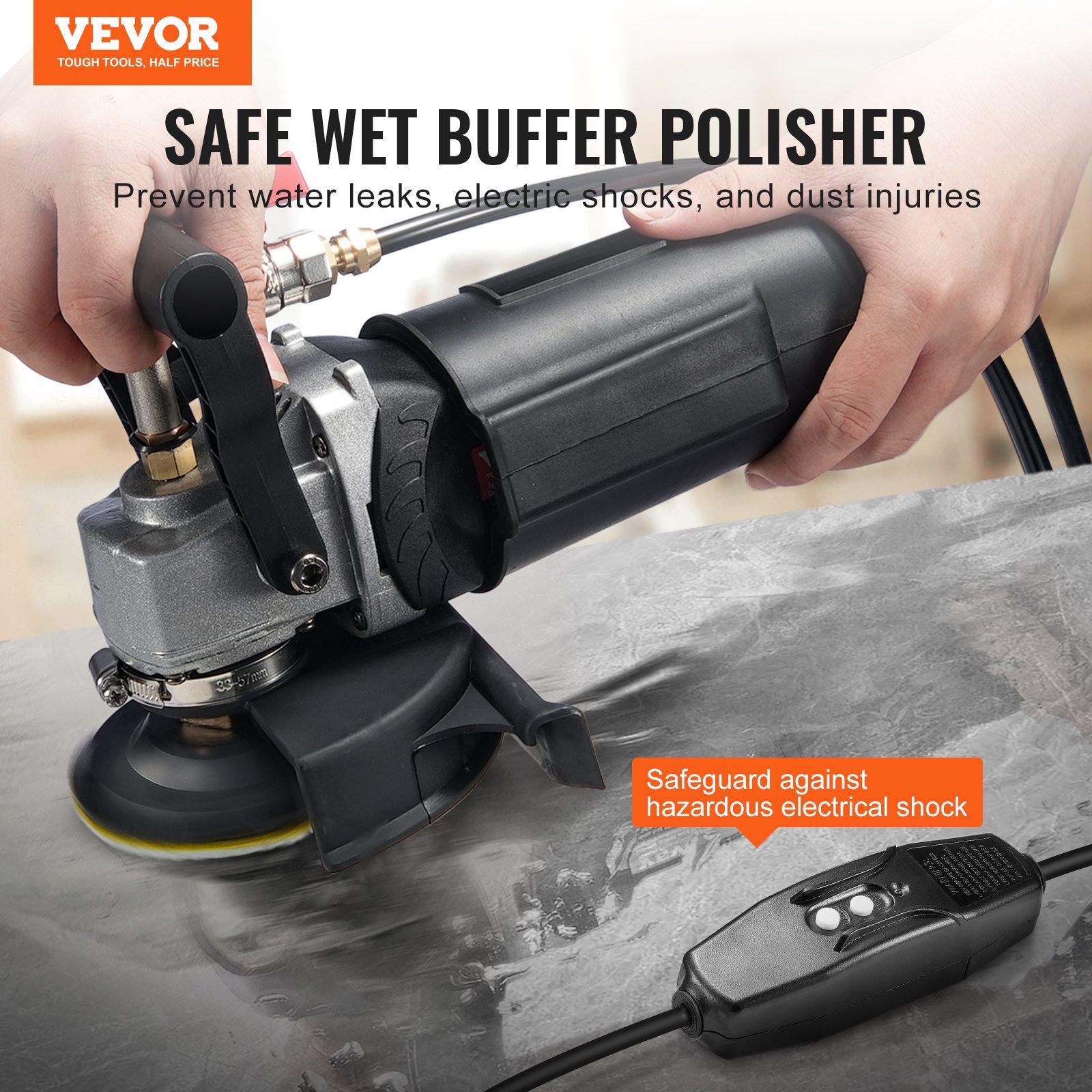 Wet Stone Polisher 4-Inch Electric Granite Polisher with 6 Speed & 7 Pads