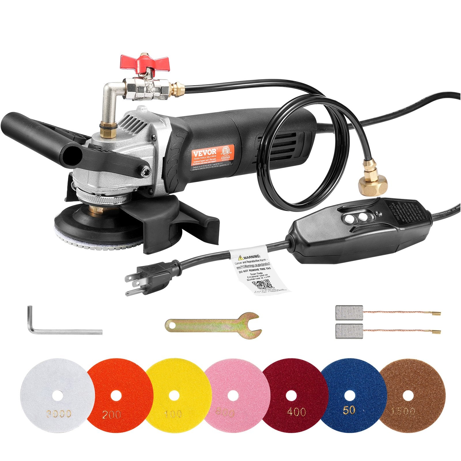 Wet Stone Polisher 4-Inch Electric Granite Polisher with 6 Speed & 7 Pads