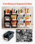 Plastic Stackable Storage Bins, 37.7 x 21.5 x 18 cm (12 Pack), Plastic Containers for Organizing & Storage Bins for Garage, Small Parts, Office Supplies, Other Accessories, Black & Transparent