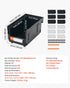 Plastic Stackable Storage Bins, 37.7 x 21.5 x 18 cm (12 Pack), Plastic Containers for Organizing & Storage Bins for Garage, Small Parts, Office Supplies, Other Accessories, Black & Transparent