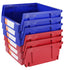 Plastic Storage Bin, (276 mm x 279 mm x 128 mm), Hanging Stackable Storage Organizer Bin, Blue/Red, 6-Pack, Heavy Duty Stacking Containers for Closet, Kitchen, Office, or Pantry Organization