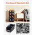 8 Pack Black Stackable Plastic Storage Bins 27.6x14x13cm Organiser Boxes