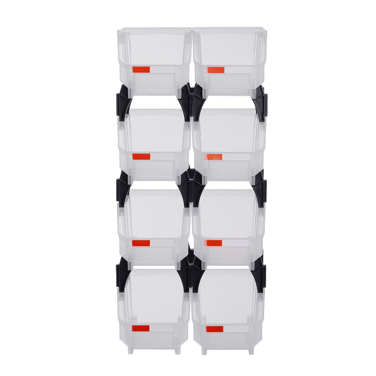 8 Pack Stackable Plastic Storage Bins 27.6x14x13cm Clear Organiser Boxes