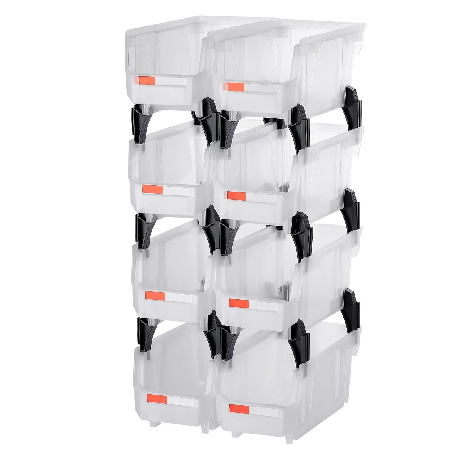 Plastic Stackable Storage Bins, 27.6 x 14 x 13 cm (8 Pack), Plastic Containers for Organizing & Storage Bins for Closet, Garage, Small Parts, Office Supplies, Other Accessories, Transparent