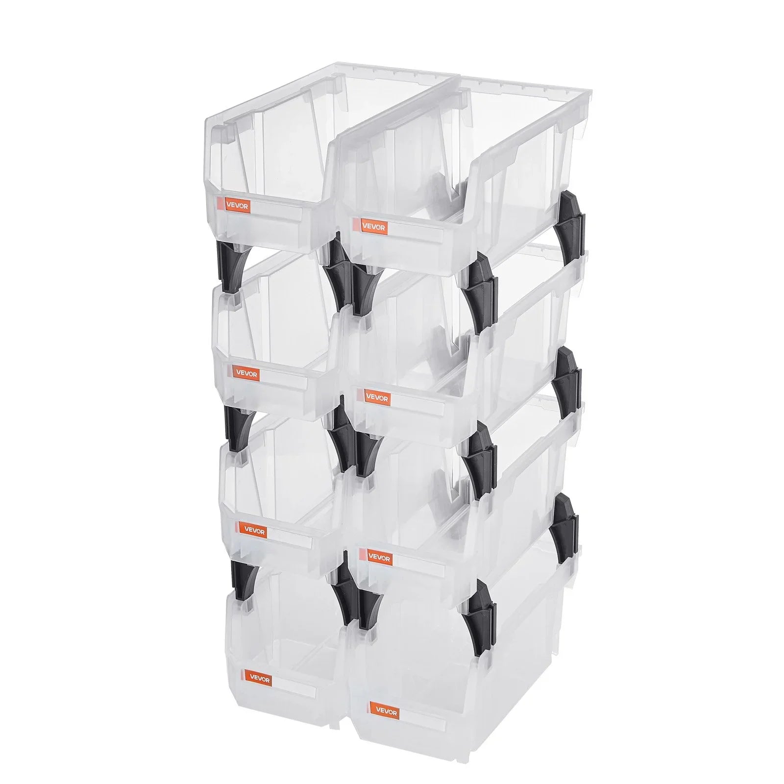 Plastic Stackable Storage Bins, 27.6 x 14 x 13 cm (8 Pack), Plastic Containers for Organizing & Storage Bins for Closet, Garage, Small Parts, Office Supplies, Other Accessories, Transparent