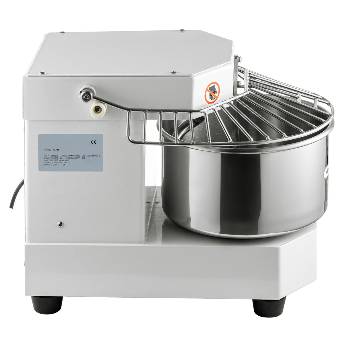 Commercial Dough Food Mixer, 8L Large Capacity Stainless Steel Mixer with Bowel, Hook, Shield, Reset Button, 450W Tilt-Head Kitchen Dough Mixers for Cake, Cream, Egg Fluid, Fillings