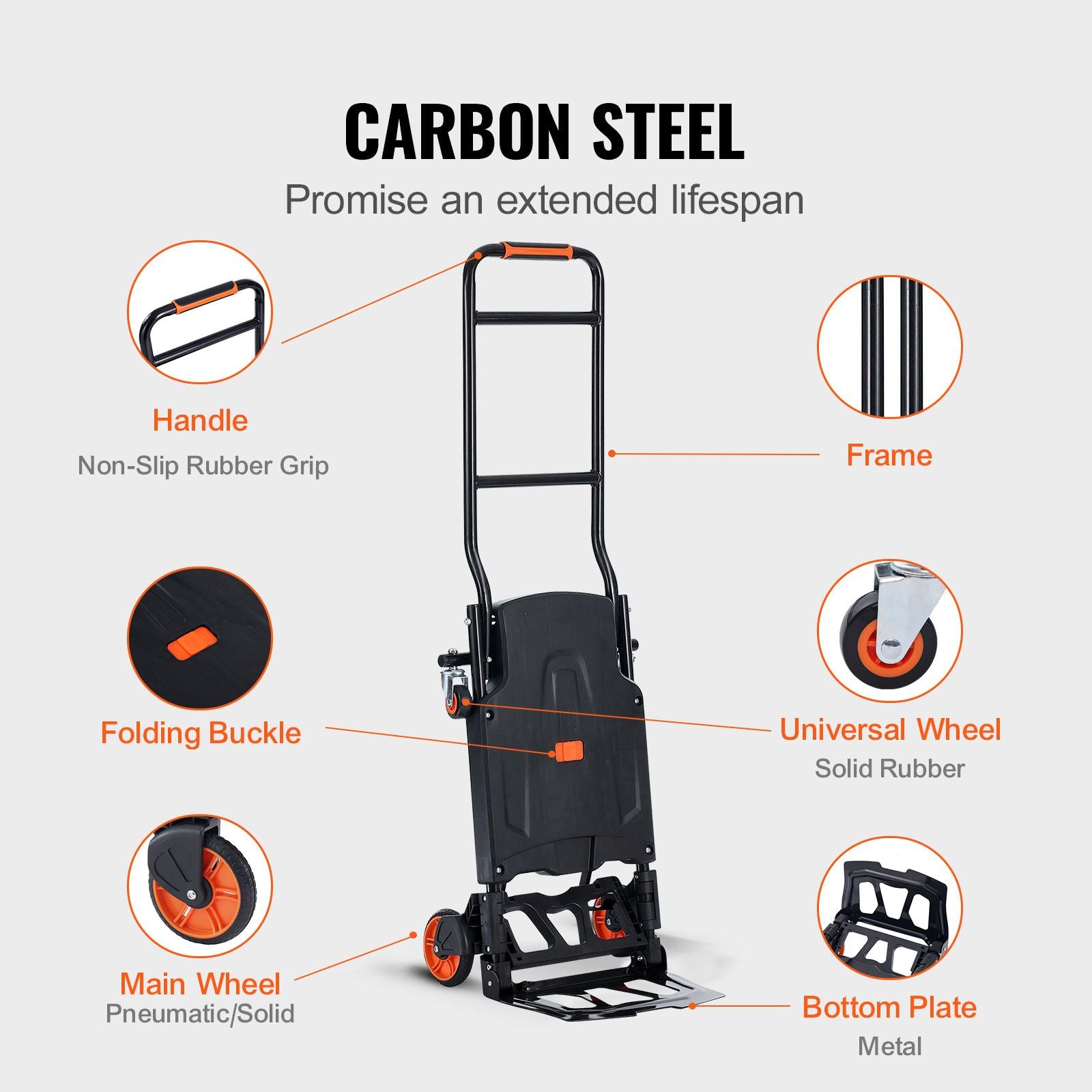 Aluminum Hand Truck, 2 in 1, 136 kg Max Load Capacity, Heavy Duty Industrial Convertible Folding Hand Truck and Dolly, Utility Cart Converts from Hand Truck to Platform Cart with Rubber Wheels