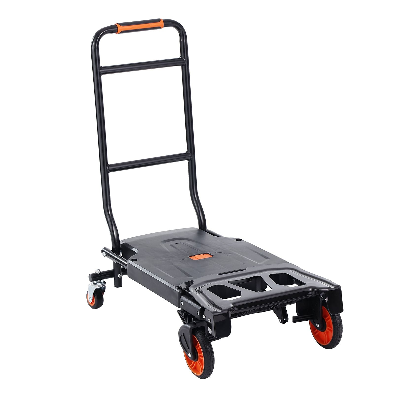 Aluminum Hand Truck, 2 in 1, 136 kg Max Load Capacity, Heavy Duty Industrial Convertible Folding Hand Truck and Dolly, Utility Cart Converts from Hand Truck to Platform Cart with Rubber Wheels