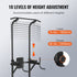 Power Tower with Bench, 10-Level Height Adjustable Pull Up Bar Stand Dip Station & Detachable Bench, Multi-Function Home Gym Strength Training Fitness Equipment with Backrest, Elbow Pads, 440LBS