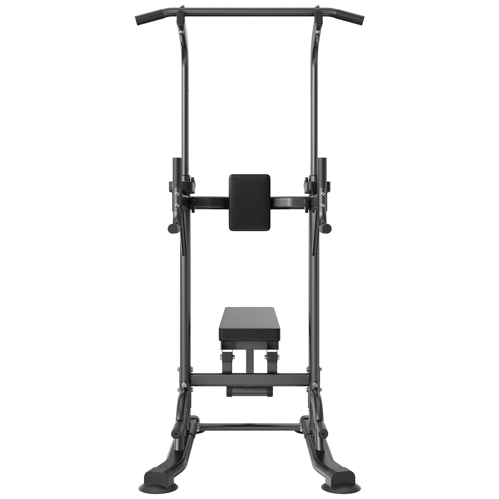 Power Tower with Bench, 10-Level Height Adjustable Pull Up Bar Stand Dip Station & Detachable Bench, Multi-Function Home Gym Strength Training Fitness Equipment with Backrest, Elbow Pads, 440LBS