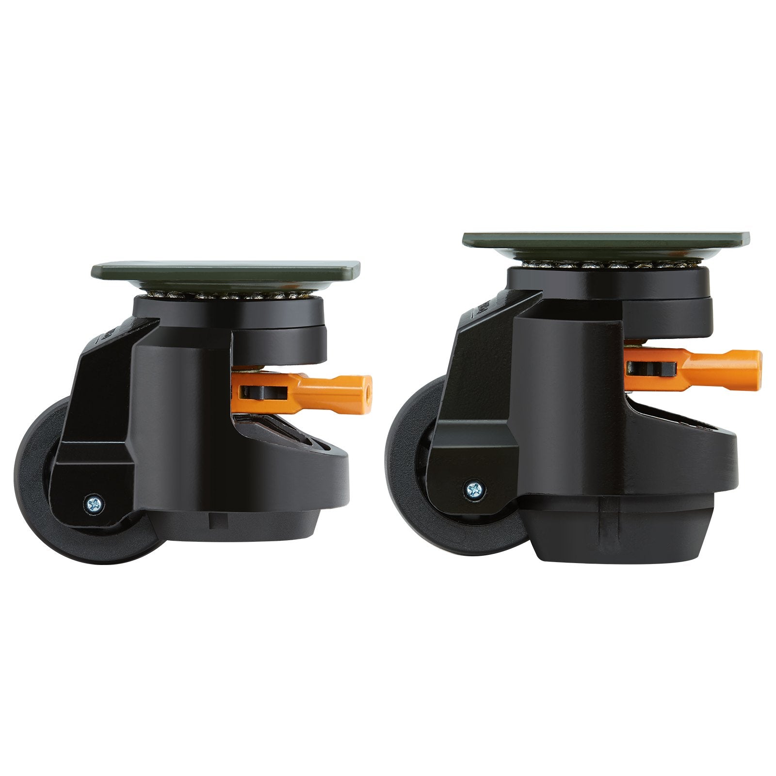 Leveling Casters, Set of 4, 1000 kg Total Load Capacity, 63.5 mm, Heavy Duty with Upgraded Handle Design, 360 Degree Swivel Caster Wheels, Adjustable Casters with Feet for Workbench, Machine