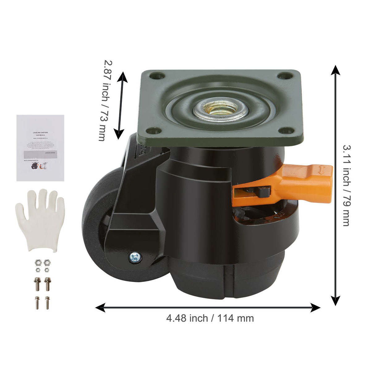 Leveling Casters Set of 4 Heavy Duty 360° Swivel Wheels 500kg Capacity