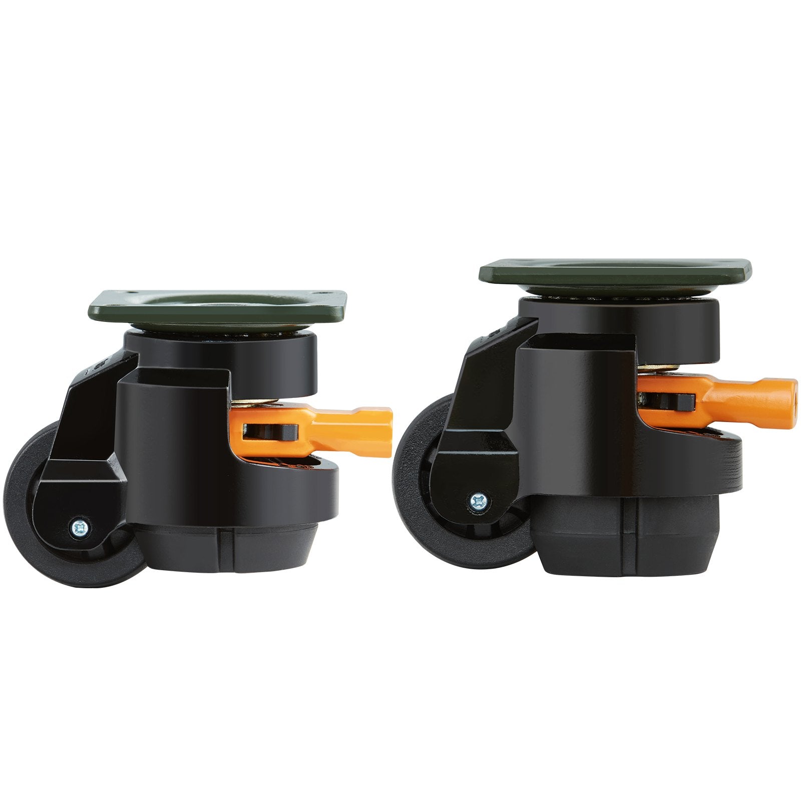 Leveling Casters, Set of 4, 500 kg Total Load Capacity, 50.8 mm, Heavy Duty with Upgraded Handle Design, 360 Degree Swivel Caster Wheels, Adjustable Casters with Feet for Workbench, Machine