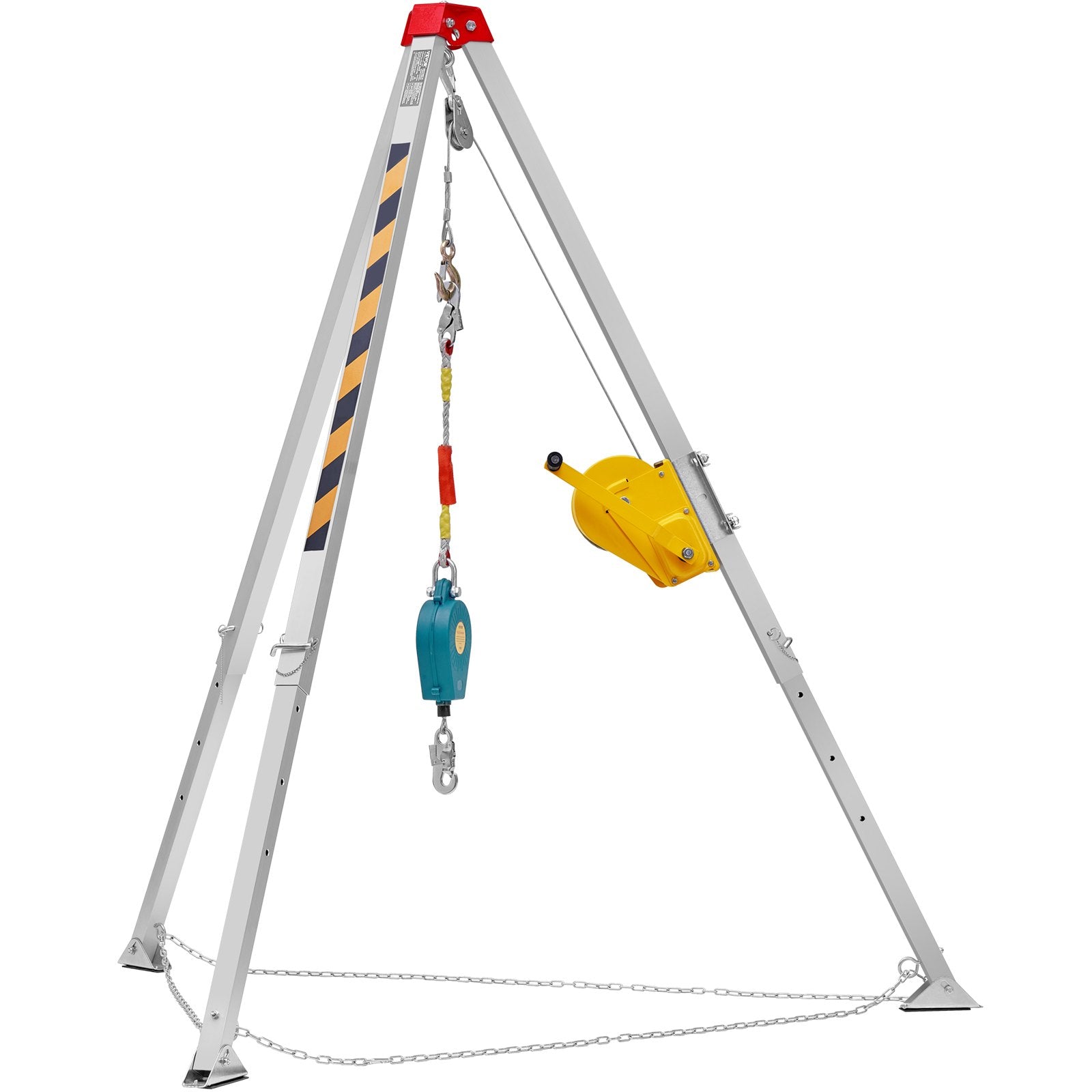 Confined Space Tripod Kit, 2600 lbs Winch, Confined Space Tripod 8' Legs and 98' Cable, Confined Space Rescue Tripod 32.8' Fall Protection, Harness, Storage Bag for Traditional Confined Spaces