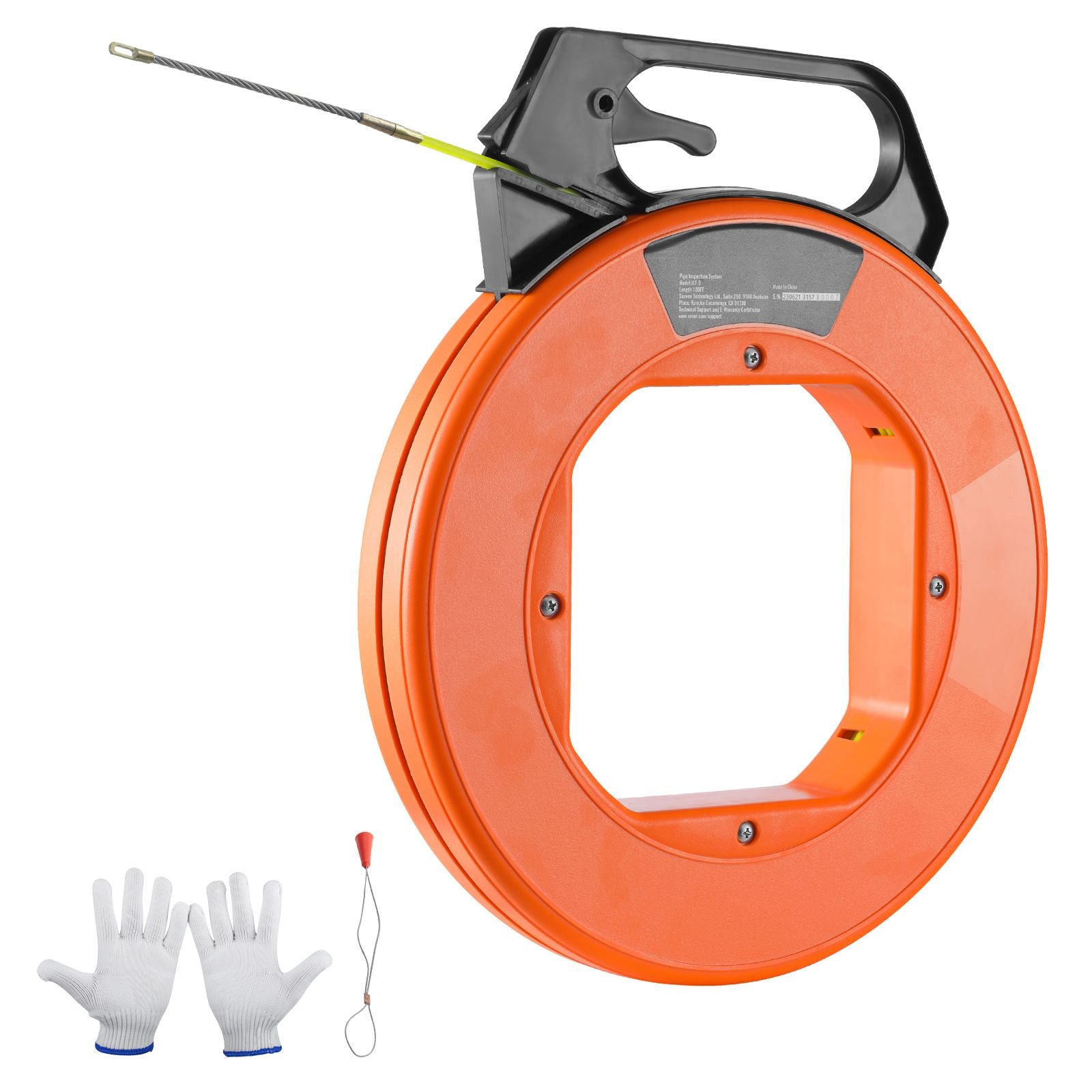 100ft Fiberglass Fish Tape Wire Puller Non-Conductive Cable Tool
