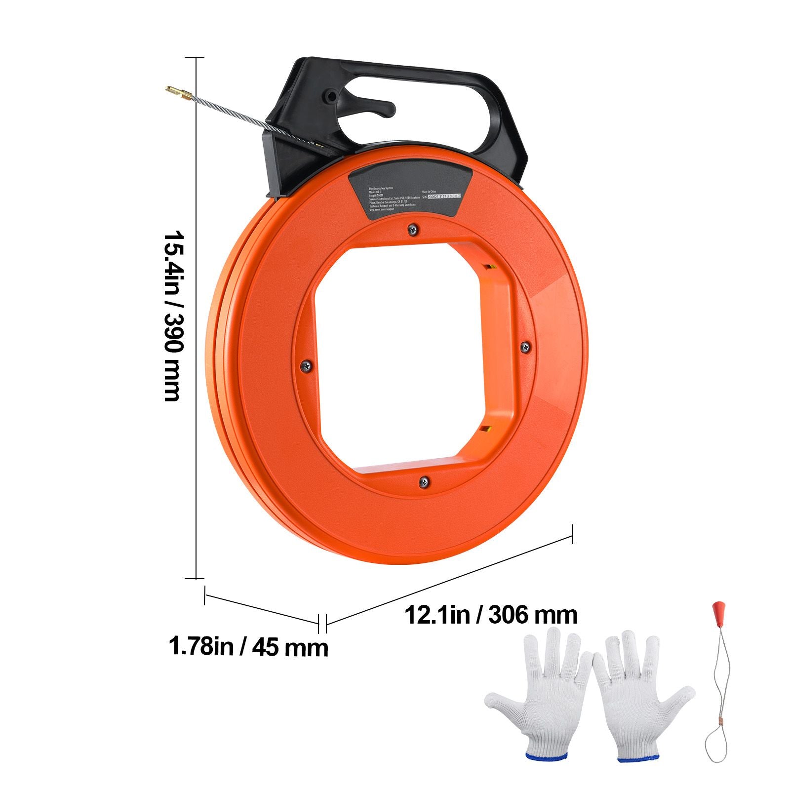100ft Fiberglass Fish Tape Wire Puller Non-Conductive Cable Tool