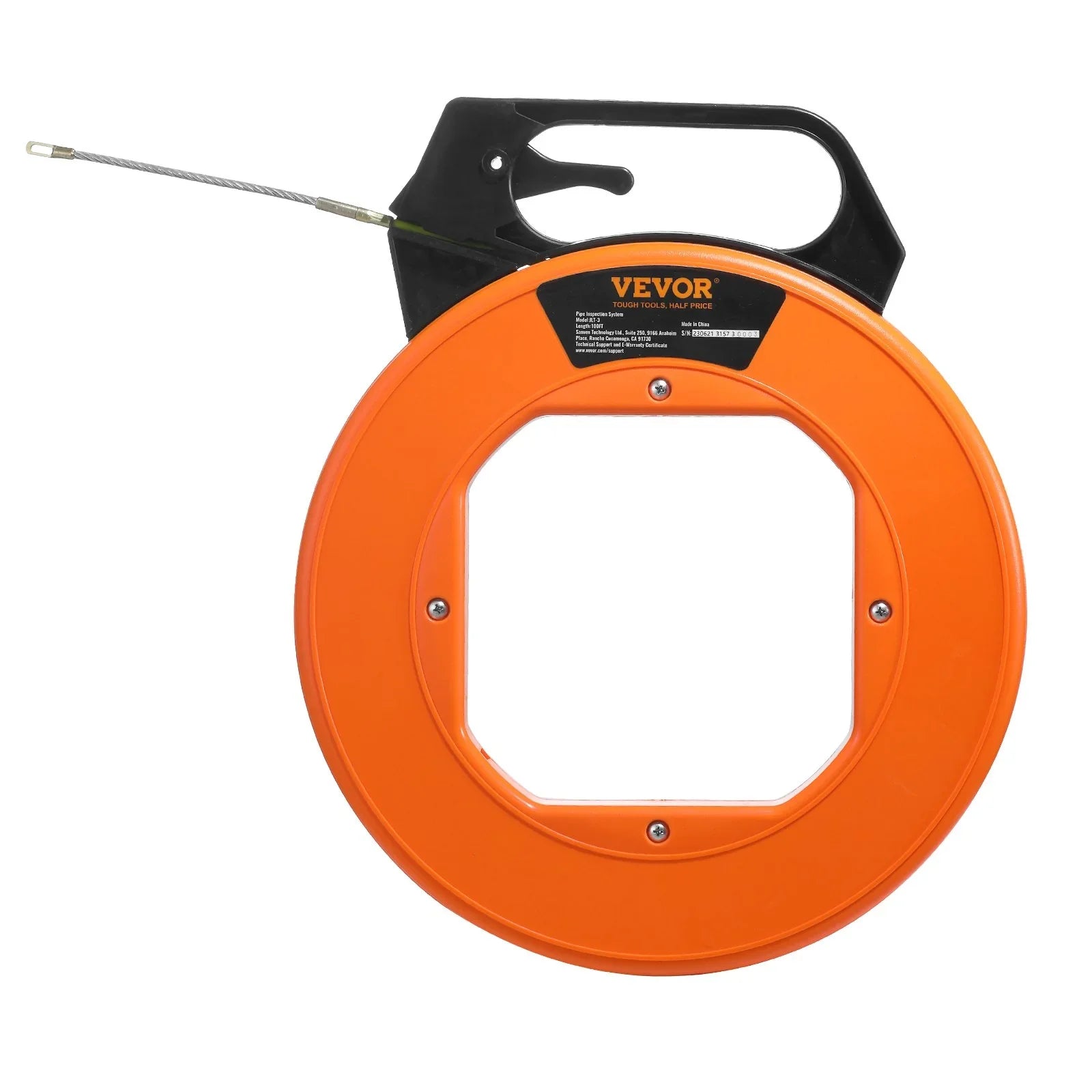 Fish Tape, 100 ft, 3/16-inch, Fiberglass Wire Puller with Optimized Housing and Handle, Easy-to-Use Cable Puller Tool, Flexible Wire Fishing Tools for Wall and Electrical Conduit, Non-Conductive