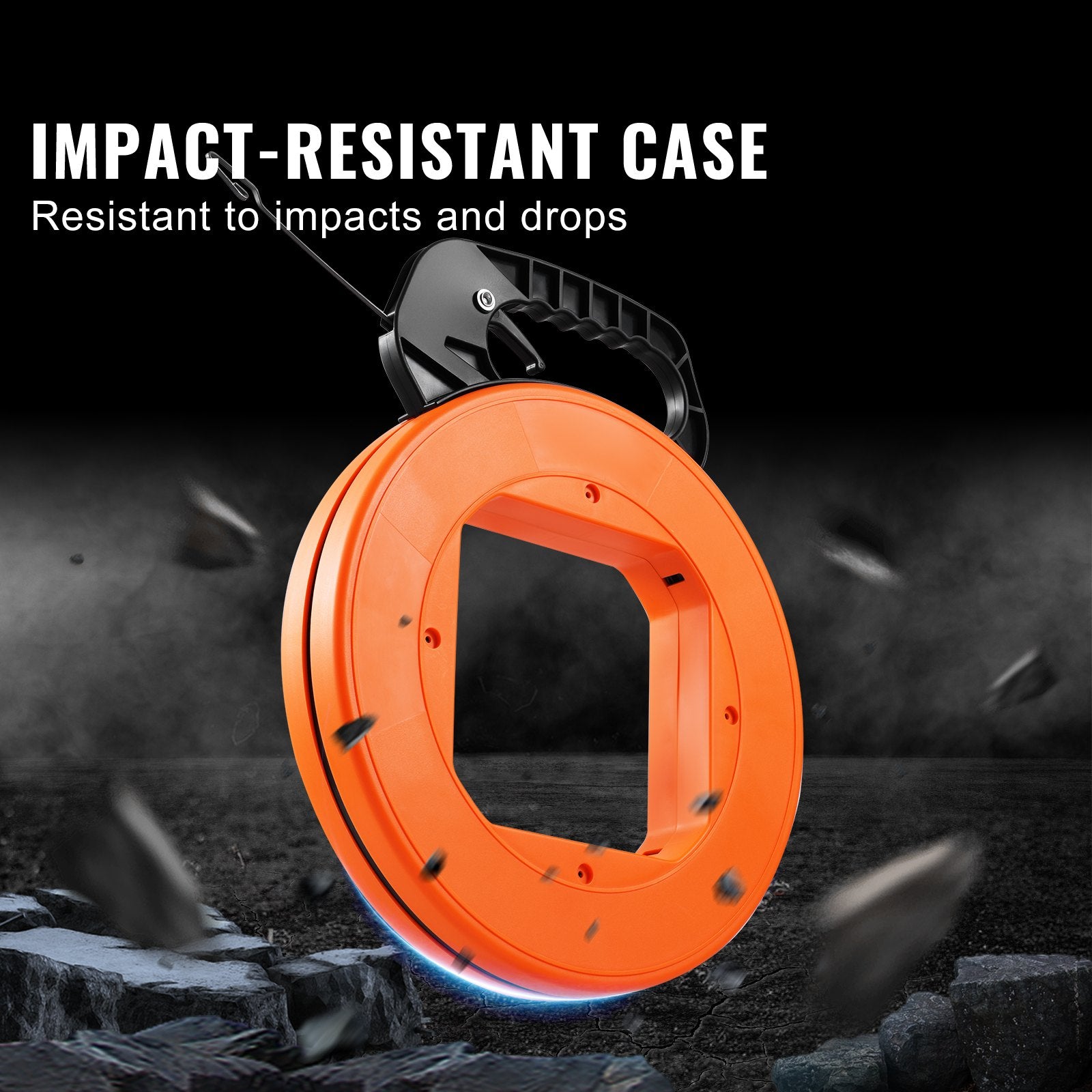 Fish Tape, 36.58 m, 3 mm, Steel Wire Puller with Optimized Housing and Handle, Easy-to-Use Cable Puller Tool, Flexible Wire Fishing Tools for Walls and Electrical Conduit, Non-Conductive